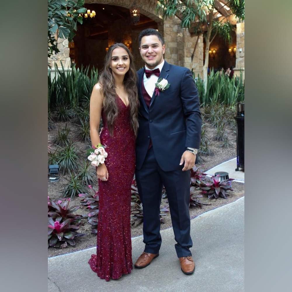 Scala Red beaded prom dress - size 0